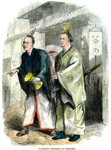 Wędrujący minstrele w Jokohamie, Japonia, 1864 r. autorstwa Unbekannt