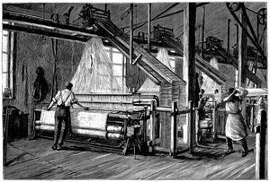 Przędzalnia wyposażona w krosna mechaniczne żakardowe, c1880 autorstwa Unbekannt