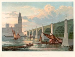 Westminster Bridge, Londyn, patrząc z południowego brzegu Tamizy, 1858 autorstwa Unbekannt