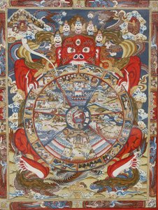 Koło życia lub koło samsary (mandali). Klasztor Kopan, Bhaktapur, Nepal autorstwa Unbekannt