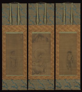 Guanyin w białej szacie z Hanshanem i Shidem, XIV wiek. autorstwa Unbekannt