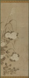 Białe chryzantemy i trawy, okres Edo, 1615-1868. autorstwa Unbekannt