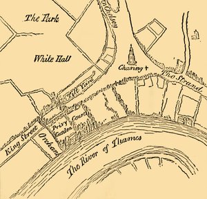Whitehall za panowania Henryka VIII, 1881. autorstwa Unbekannt