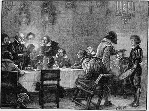 William Parker Lord Monteagle, otrzymujący list ostrzegający o spisku, 1605 autorstwa Unbekannt