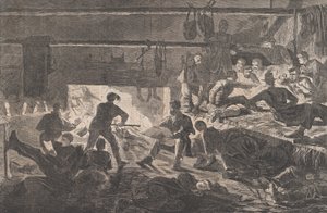 Kwatery zimowe w obozie - Wnętrze chaty Tygodnik Harfiarza, tom. VII, 24 stycznia 1863 r. autorstwa Unbekannt
