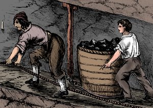 Kobieta i chłopiec pracujący w kopalni węgla, Bolton, Lancashire, 1848 autorstwa Unbekannt