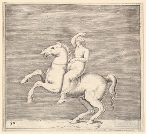 Kobieta na koniu hodowlanym, wydana ok. godz. 1599-1622. autorstwa Unbekannt