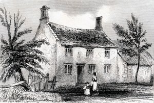Woolsthorpe Manor, niedaleko Grantham, Lincolnshire, miejsce urodzenia Sir Isaaca Newtona, 1840 autorstwa Unbekannt