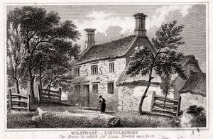Woolsthorpe Manor, niedaleko Grantham, Lincolnshire, miejsce urodzenia Sir Isaaca Newtona, początek XIX wieku autorstwa Unbekannt