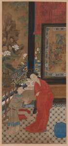 Yang Guifei wychodzi z wanny, XVIII wiek. autorstwa Unbekannt