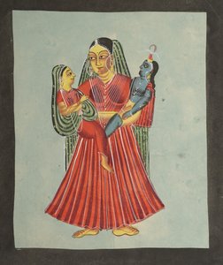 Yaśoda Holding Kryszna i Radha, 1800s. autorstwa Unbekannt