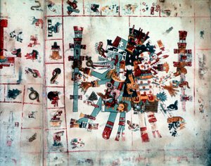 Postać zoomorficzna z Codex Borgianus, Mixtec, Meksyk prekolumbijski, ok. 1400 autorstwa Unbekannt