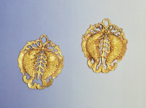 Chińskie wisiorki, pozłacane 17-karatowym złotem, dynastia Tang, 618-907 AD