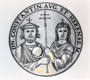 Konstantyn VI (770-c.797 ne) i jego Matka Irena (rycina) (fot. bw) autorstwa Unbekannt Unbekannt