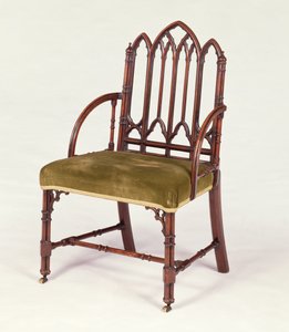 Fotel George III mahoń w stylu gotyckim, w stylu Roberta Manwaringa, ok.1765 autorstwa Unbekannt Unbekannt