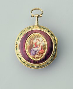 Złoty i emaliowany cylindryczny zegarek konsularny, autorstwa Thomasa Grignion and Son, 1777
