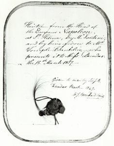 Włosy wycięte z głowy cesarza Napoleona przez Giovanniego Natale Santiniego i przekazane przez niego Williamowi Temple Franklinowi, 1816 (włosy) autorstwa Unbekannt Unbekannt