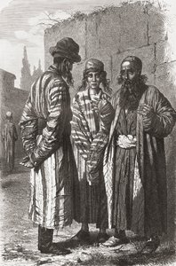 Узбекистаны нийслэл Ташкент хотын еврейчүүд, Чарльз Лаплантегийн (1903 онд нас барсан) сийлсэн "Гарт байгаа ертөнц" номын зураг 1878 онд хэвлэгдсэн. autorstwa Unbekannt Unbekannt