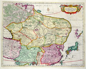 Mapa Mongolii przedstawiająca Japonię i Chiny, ok. 1680, autorstwa Fredericka de Wit