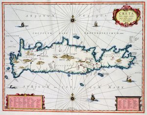 Mapa przedstawiająca Kretę, ok. 1570, autorstwa Abrahama Orteliusa (1527-98)