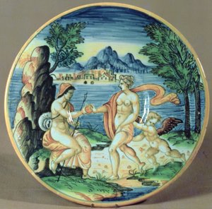 Płyta przedstawiająca Parysa i Wenus, autor: Giovanni-Battista da Faenza (1540-1614), 1563 autorstwa Unbekannt Unbekannt