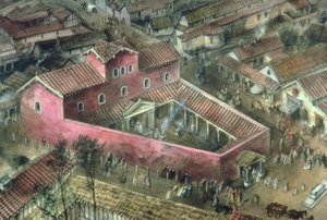 Rekonstrukcja trójkątnej świątyni z II wieku w Verulamium autorstwa Unbekannt Unbekannt