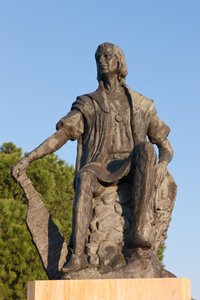Pomnik Krzysztofa Kolumba w klasztorze La Rabida, prowincja Huelva, Andaluzja, południowa Hiszpania. autorstwa Unbekannt Unbekannt