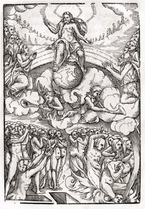 Sąd Ostateczny na podstawie drzeworytu Hansa Holbeina (149798-1543) Młodszego, z „Der Todten Tanz”, wyd. Bazylea, 1843 autorstwa Unbekannt Unbekannt