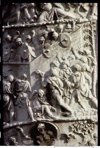 Kolumna Trajansa, zbudowana dla uczczenia zwycięstwa nad Dakami, prawdopodobnie zaprojektowana przez Apollodora z Damaszku, 113 AD (szczegół) autorstwa Unbekannt Unbekannt