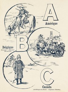 A B C: Ameryka, Belgia, Kanada – ABC dwóch światów. Emile Guerin, wydawca, Paryż, ok. 1900. Wymiary: 27,5 x 21,5 cm autorstwa Unbekannt