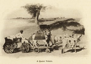Osobliwy pojazd Takie wozy zaprzęgowe zaginęły już w starożytności; wczesne lata 1900 (zdjęcie) autorstwa Unbekannter Künstler