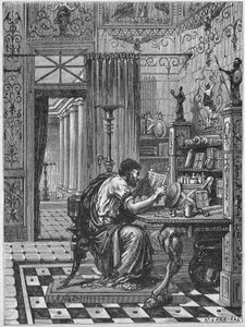 Rzymianin w swojej bibliotece, ok. 1880 r. (rycina) autorstwa Unbekannter Künstler