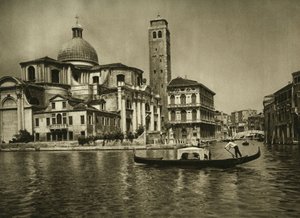 Gondola na Canale Grande naprzeciwko kościoła św. Jeremiasza (San geremia) w sąsiedztwie Cannaregio. Wenecja Fotografia autorstwa Wilhelma Bode autorstwa Unbekannt