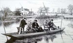 Grupa młodych ludzi łowiących ryby autorstwa Unbekannt