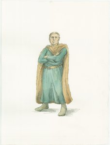 Ilustracja rekonstrukcji przedstawiająca księcia Wilhelma z Normandii około 1066 roku autorstwa Unbekannter Künstler