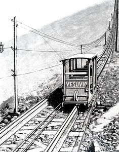 Boczna elewacja wagonu kolejki linowej Vesuvius. autorstwa Unbekannt