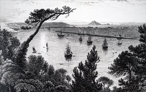 Widok na port w Plymouth. autorstwa Unbekannt