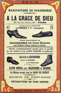 Reklama Manufaktury Chaussures „A la grace de dieu” w Tours. Grawerowanie w „ABC Les Images en Alphabet”. Obrazowanie epinal. Pellerin i Cie, drukarz-wydawca, Epinal, koniec XIX w., ok. 1890 r. 10 stron. Wymiary: 19,5 x 13,5 cm autorstwa Unbekannt