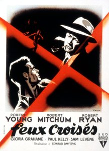 Plakat filmowy Crossfire autorstwa Edwarda dMytryka z Robertem Youngiem Robertem Mitchumem i Robertem Ryanem 1947 autorstwa Unbekannt