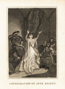 Anne Boleyn oskarżona o cudzołóstwo przez Henryka VIII w 1536. 1836 (rycina) autorstwa Unbekannter Künstler