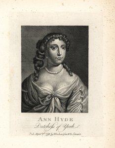 Anne Hyde (1637-1671), księżna Yorku i Albany, pierwsza żona króla Anglii Jakuba II. Miedzioryt według portretu Sir Petera Lely