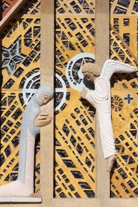 Rzeźba Zwiastowania w kościele Notre-Dame de Consolation projektu Raymonda Vaillanta, Hyeres, Francja autorstwa Unbekannt