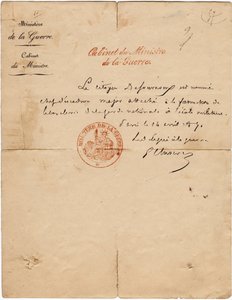 List z autografem delegata na wojnę Gustave