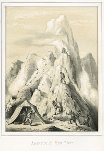 Lawina na Mont Blanc, w wyniku której zginęło trzech przewodników. Grawer „”Ciel Terre et Mer” R. Delasalle, ok. 1860 r. autorstwa Unbekannt