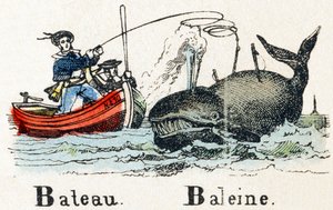 B - Whale Boat - Alfabet - rozrywka dla dzieci - Obraz epinal, popularna seria c.1890 (ilustracja) autorstwa Unbekannt