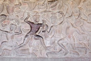 Płaskorzeźby na wschodniej galerii Angkor Wat w Kambodży autorstwa Unbekannter Künstler