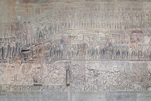 Płaskorzeźby na południowej galerii Angkor Wat w Kambodży autorstwa Unbekannter Künstler