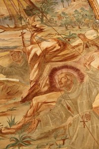Bazylika Santa Caterina, Galatina, Apulia Fresk w krużganku: Stygmatyzacja św. Franciszka Namalowany przez br. Józefa z Graviny w 1696 r., Galatina, Włochy autorstwa Unbekannt