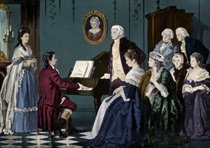Beethoven gra u Wolfganga Amadeusza Mozarta autorstwa Unbekannter Künstler