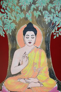 Budda dający błogosławieństwo. Thangka, Katmandu, Nepal autorstwa Unbekannt